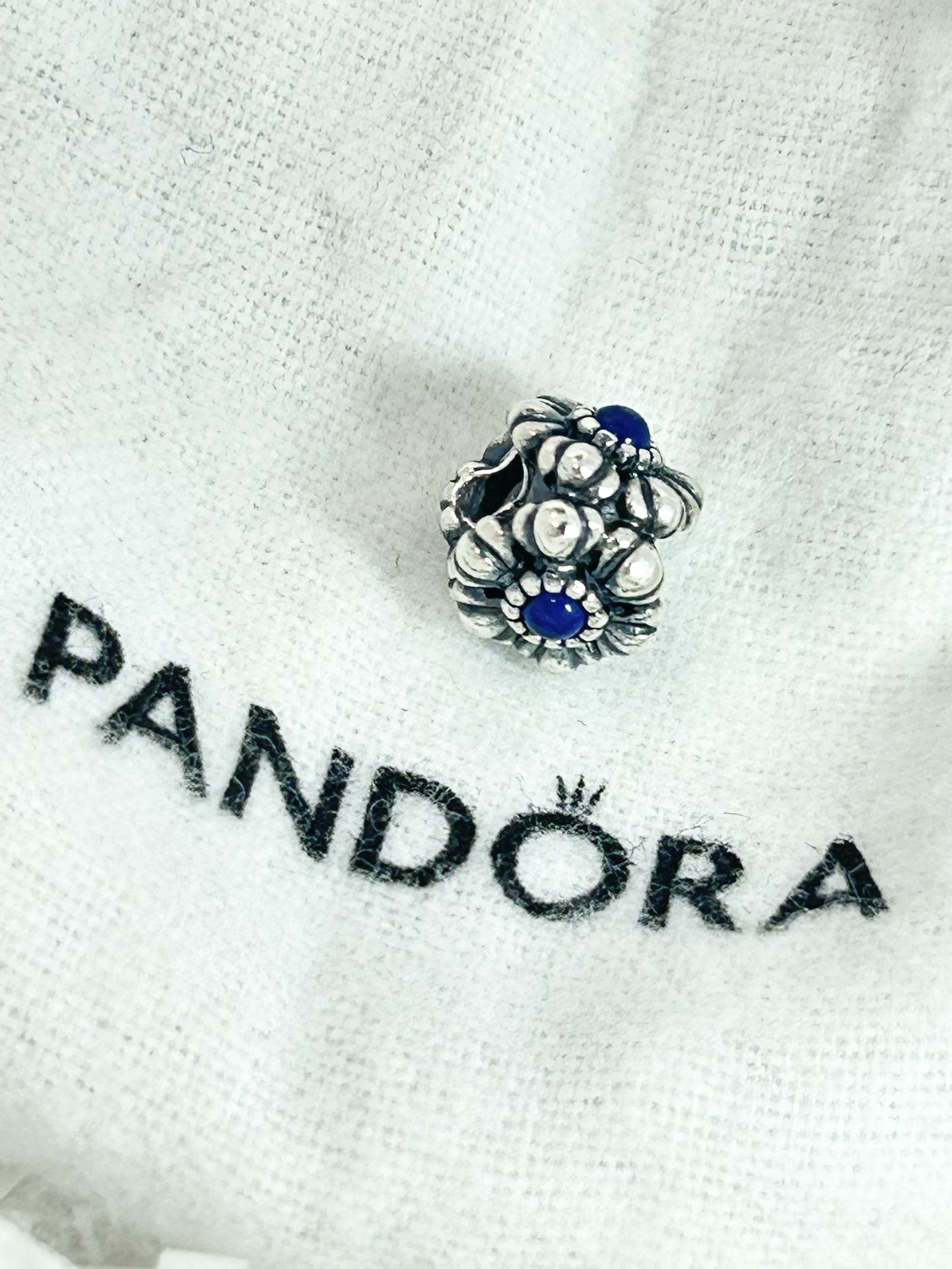 1 PANDORA 925 Sterling Silver Real Sapphire September Birthday Blooms Bead Charm