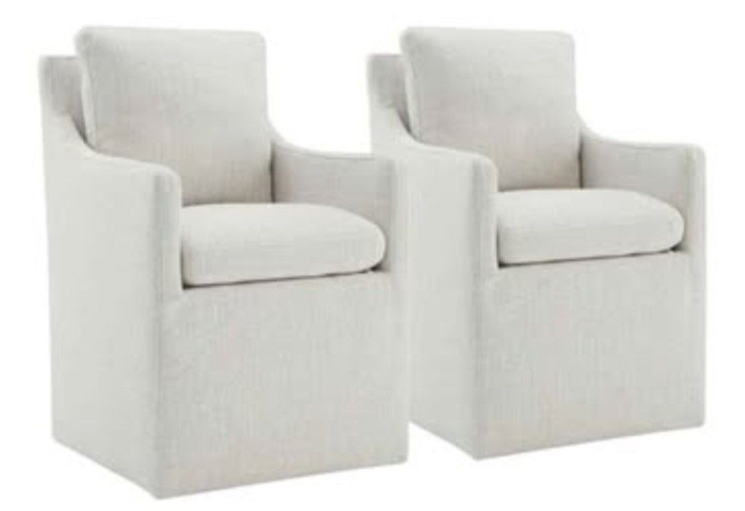 NEW Modern Upholstered Dining Chairs with Casters Modern Accent Armchair with Rollers DC7Y007 3pcs