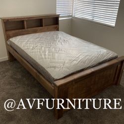 Solid Wood Full Bed And Mattress 