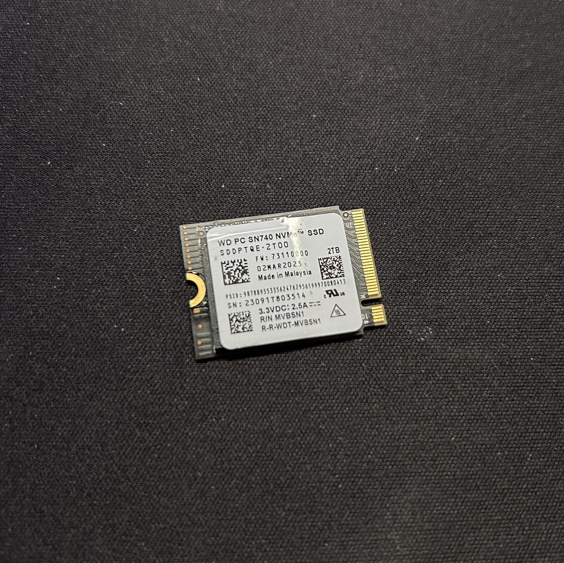 Nvme 2230 SSD Western Digital SN740 2TB