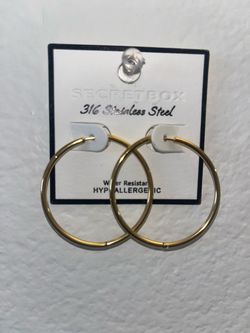 Secret Box Gold Stainless Steel Hoop Earrings
