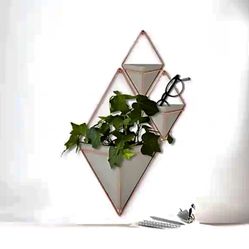 New SET of 3 WALL HANGING PLANTERS STORAGE Organization Vessels Decor Umbra Trigg Copper Gray