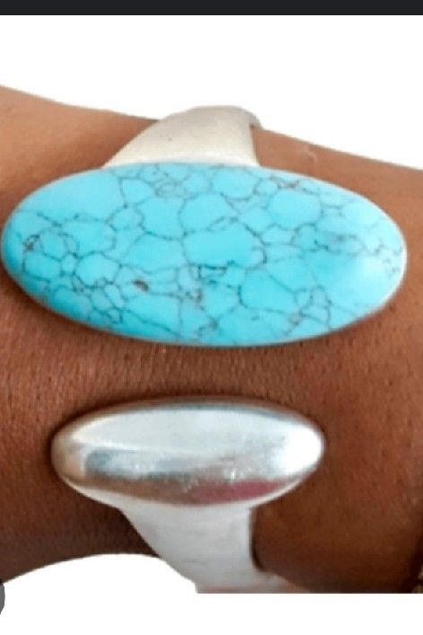 Sculptural Turquoise Hinged Bracelet