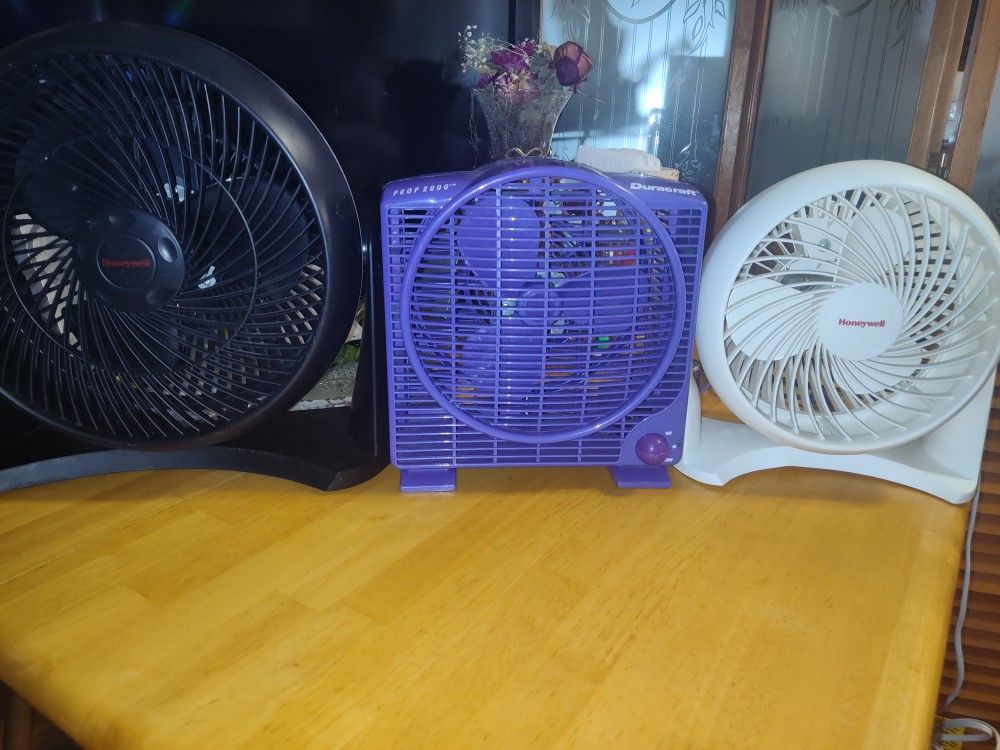 2 Honeywell Fans 13" And 9" & 10" Duracraft