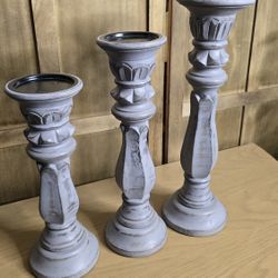 Carved Candle Holder Stand Wooden, Candalbras, Rounded Turned Columns Unity Candle Holders, Country Style Idle Gift for Wedding, Party, Home, Spa