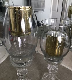 2 candle holders / gold / house decor /
