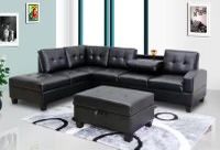 Brand New Black Sectional Sofa with Ottoman – Fast Delivery 🚚 