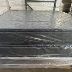 New Queen Pillow Top Two Sided Mattress & Box Spring - Delivery Available 