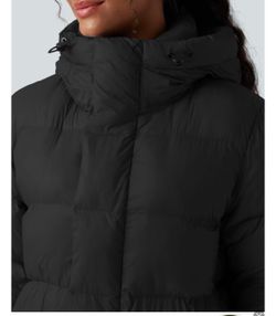 Black Women's Hooded Puffer Jacket