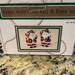 Santa Salt And Pepper Shakers/ And Hanging Apple And Candycane Ornaments