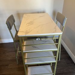 Gold Accent Marble Bistro Set