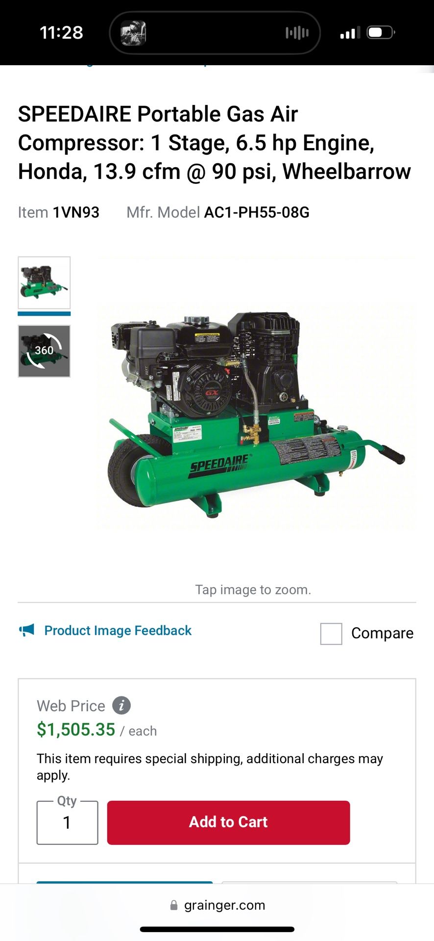 Speedaire Gas Air Compressor