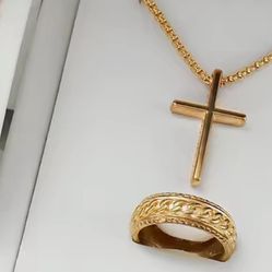 3pc Ring, Christian Necklace, And Bracelet