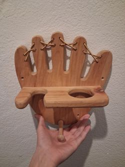 Wooden Baseball Ball, Bat, and Glove Wall shelf rack