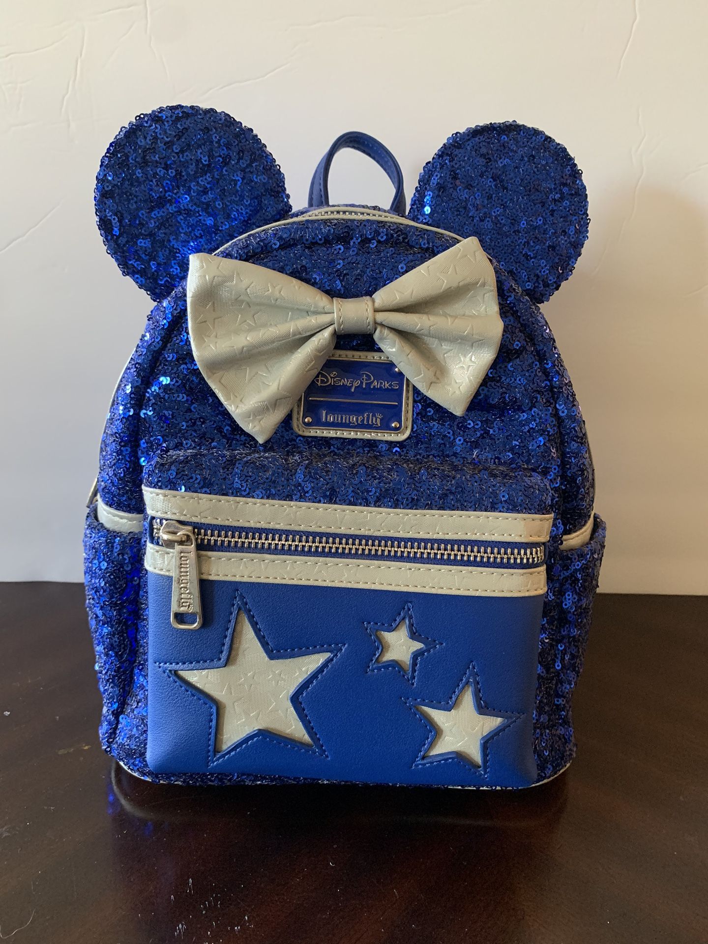 Disney Parks Loungefly Sequined Mini Backpack Wishes Come True Blue New