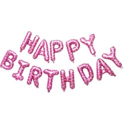 Pink Heart HAPPY BIRTHDAY Balloons 13pc Set 16” Foil Letters Party Decoration