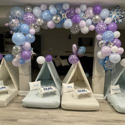 6 Blue Party Tents With Air Mattresses