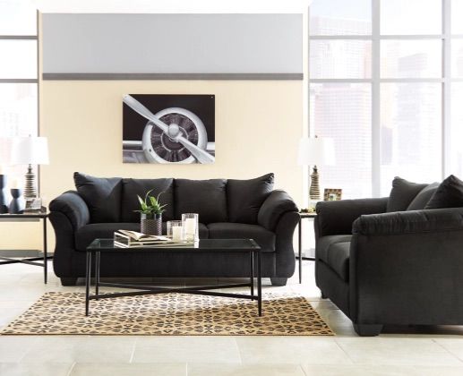 2pc black sofa set
