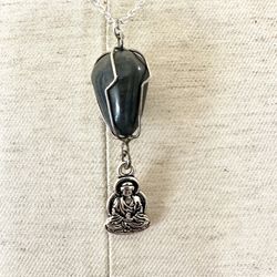 Blue Aventurine Buddha Pendant Necklace 
