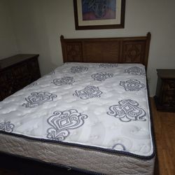 Bedroom Set-Dresser W/ Mirror,  matching Night Stand,  And Headboard ( New Mattress)