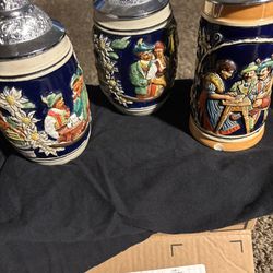 German beer Stein’s in the bottom or stamped Germany all three Stein’s for $70