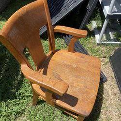 Vintage solid Wood desk Chair With Arms 