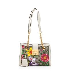 GUCCI OPHIDIA PADLOCK FLORA CHAIN TOTE BAG 