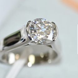 7mm (1.5 CT) Solitaire Moissanite 4Prong Antique Engagement Ring 14K Real White Gold Over