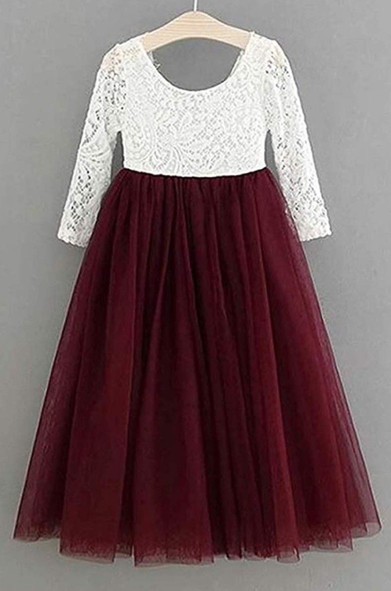 Flower girl dress. 6t Burgandy (bottom) white (top)