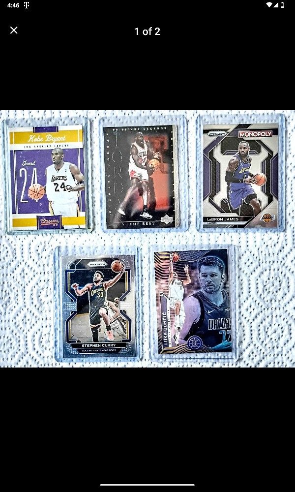 NBA Kobe Bryant Michael Jordan LeBron James & all time NBA legends 5 Card Lot