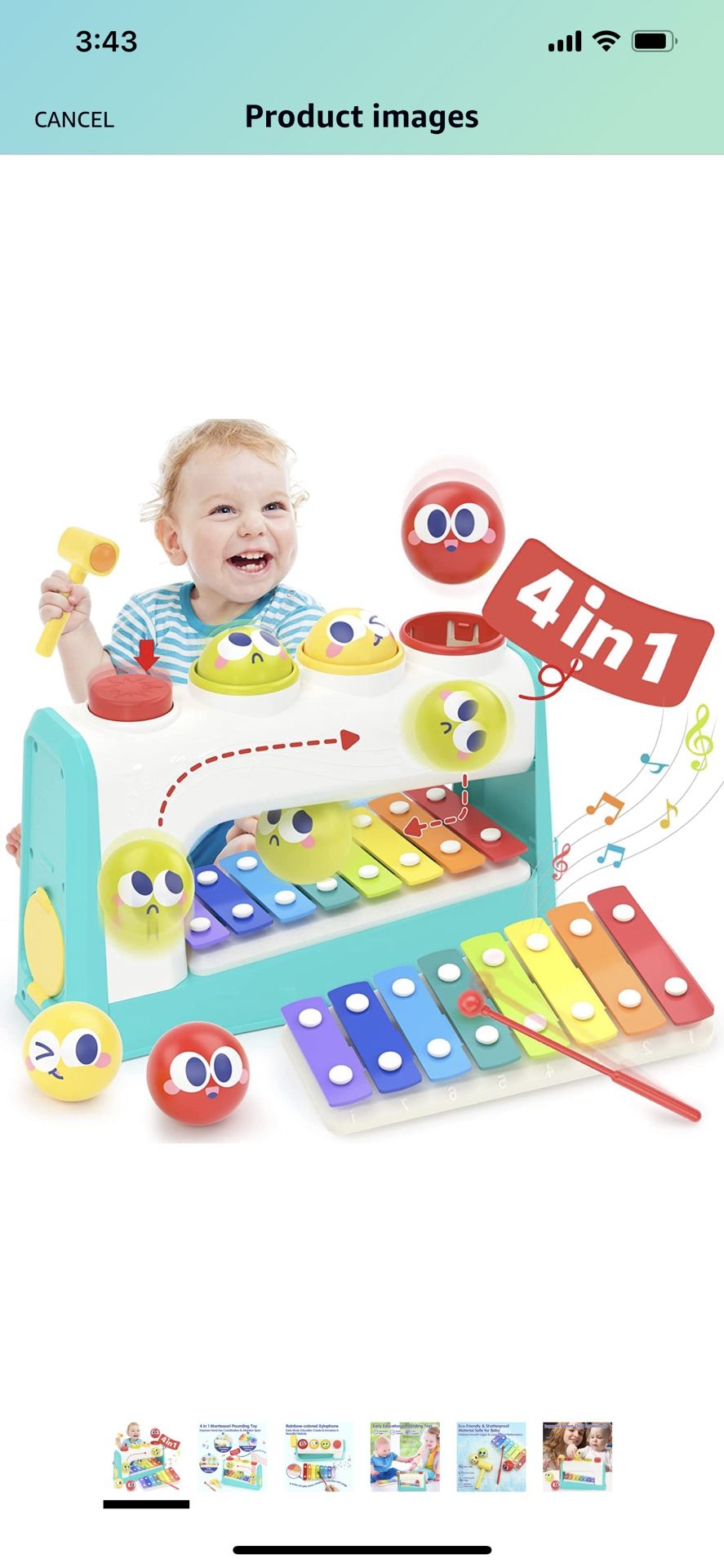Toys for 1 Year Old Boy Gifts- 4 in1 Musical Pounding Toy with Xylophone, Baby Toys 12-18 Months, Learning & Education Toys for Toddler Toys Age 1-2