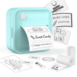 🔥 Label Maker Machine with Tape - Inkless Mini Bluetooth Label Printer with Multiple Templates, Wide Waterproof Labels, Portable Thermal Sticker Labe