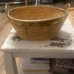 Brass and Rattan Basket