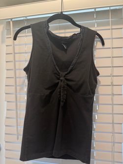 Moda by Victoria's Secret Tie Front Built-in Bra Top Shirt Sexy VS - Large Black