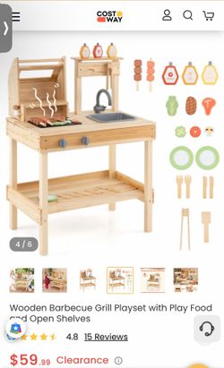 Costway wooden barbecue grill play set