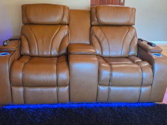 Leather Recliner Loveseat with Console
