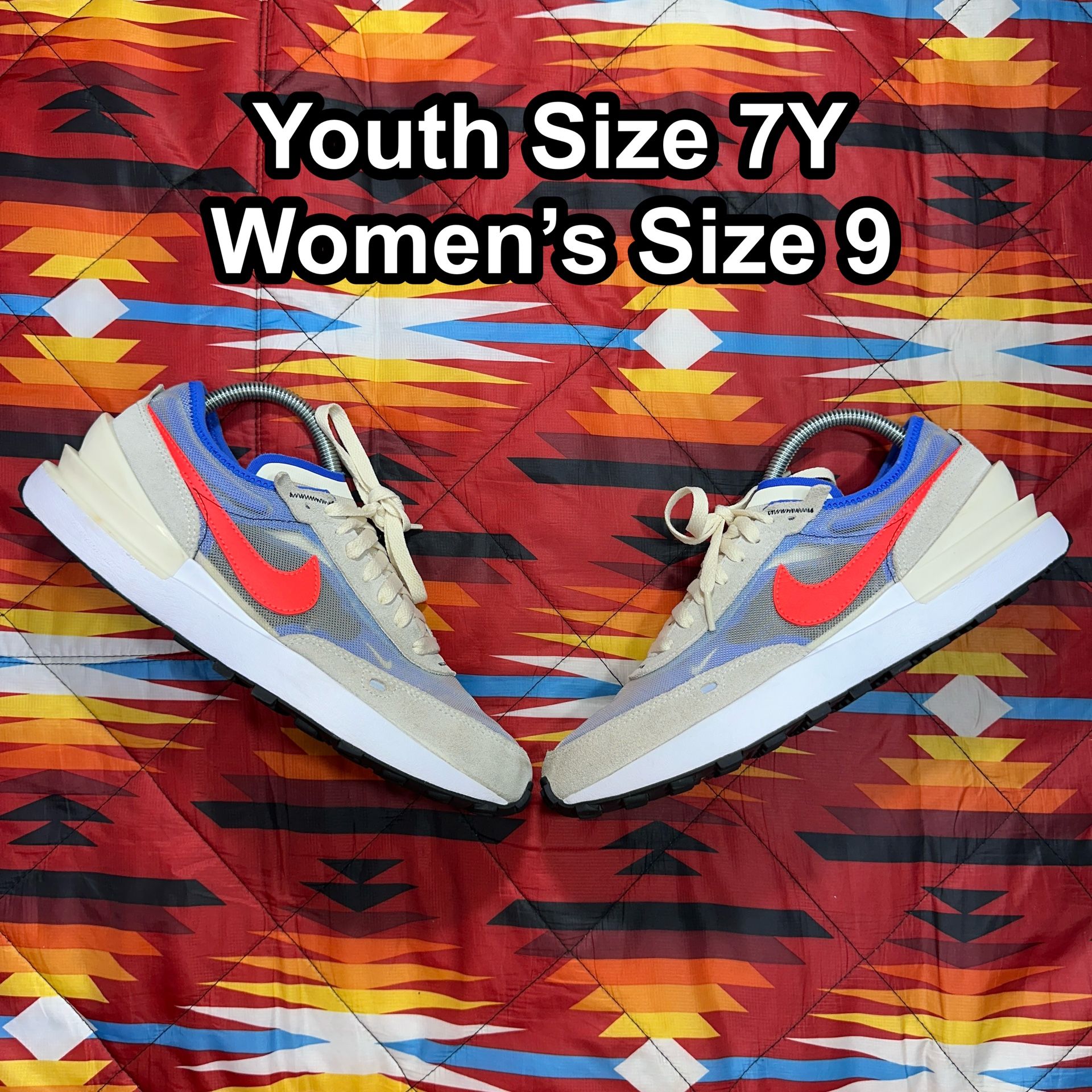 Nike Waffle One DC0481 101 Coconut Milk Crimson Royal Youth Size 7Y Women Size 9 Boys shoes