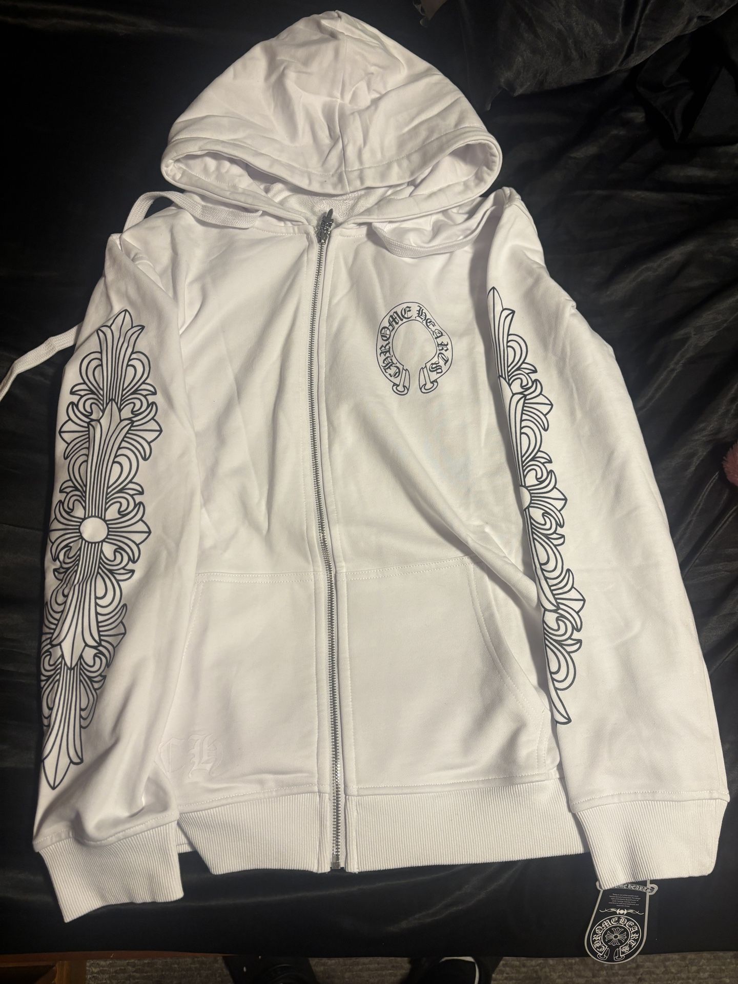 Chrome heart hoodie white n black