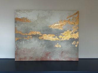 Canvas Wall Art - abstract, large (light pink, gold, grey, beige)