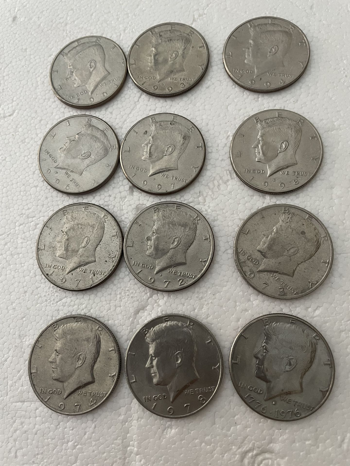 12 Kennedy Half Dollars Coin