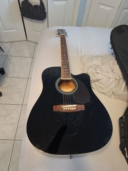 Black Acoustic-Electric Cutaway Guitar