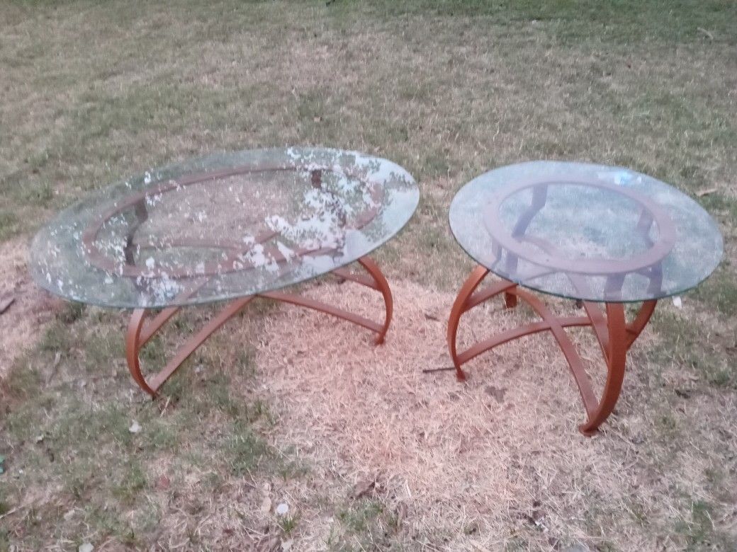 Glass Coffee Table With Matching End Table 