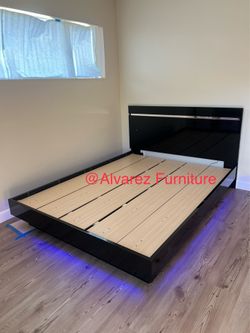 Queen bed frame with lights