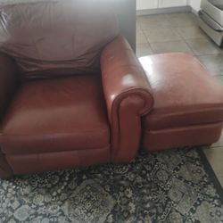 Lounging Chair Leather With Ottoman