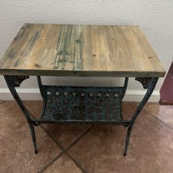 Wood Table With Magazine Rack 