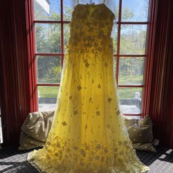 Yellow Embellished Prom Dress