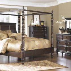 Solid wood king canopy bedroom set- serious inquiries only.