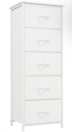 Tall Dresser for Bedroom with 5 Drawers, Storage Organizer Chest of Drawers with Removable Fabric Bins for Closet Bedside Living Room Laundry Entryway