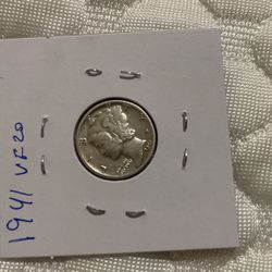 1941 Mercury dime silver