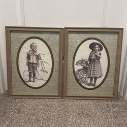 2 vintage matted and framed Art